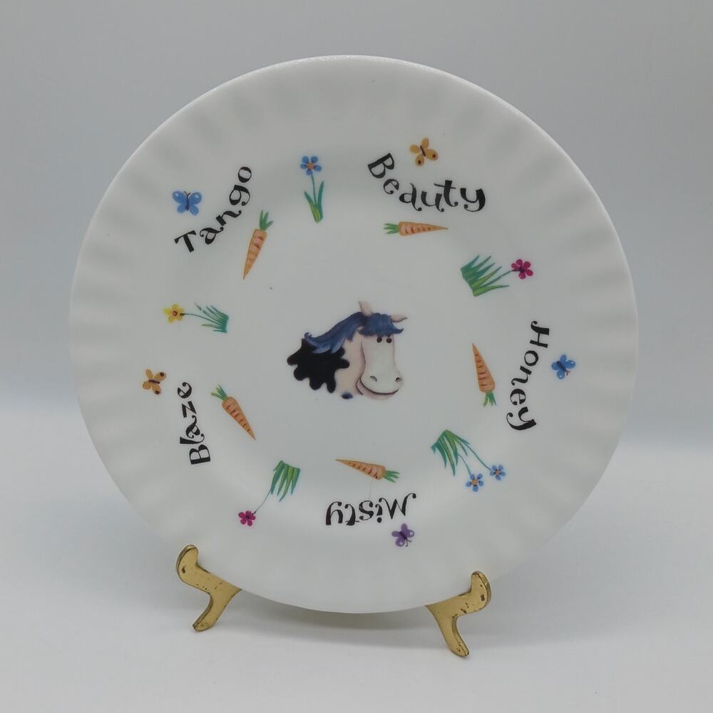 Cute Roy Kirkham China Horse Salad Plate Carrots Flowers Childrens Blaze Misty
